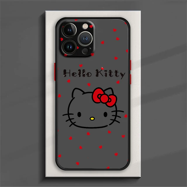 thumbnail image 1 of Sanrio-funda de Hello Kitty para teléfono, carcasa translúcida esmerilada para iPhone 15, 14, 13, 12, 11 Pro Max, mini, XS, XR, X, 8, 7, 6 Plus, SE, 1 of 5