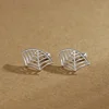 Spider Web Stud Earrings Personalized Creative Design Silver Color Earrings Halloween Mesh Ear Popular Decoration Jewelry Gifts 2