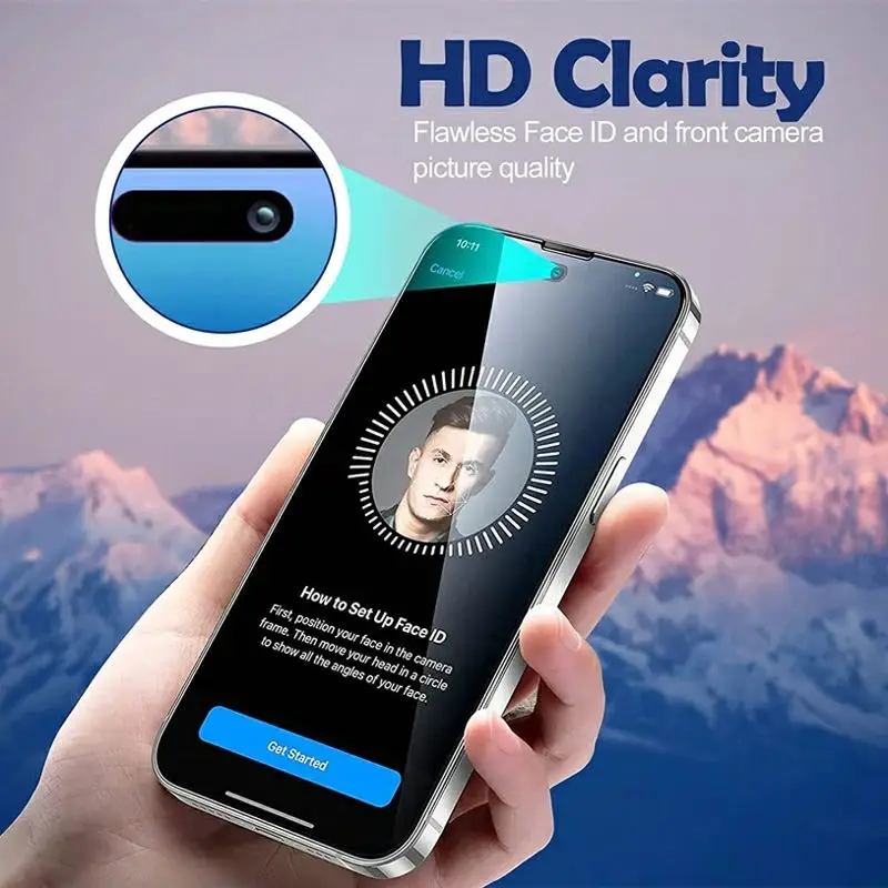 500D Full Cover Tempered Glass Screen Protector For iPhone 13 12 11 14 15 Pro Max 14 15 PLUS Glass Film 4PCS tempered glass screen protector