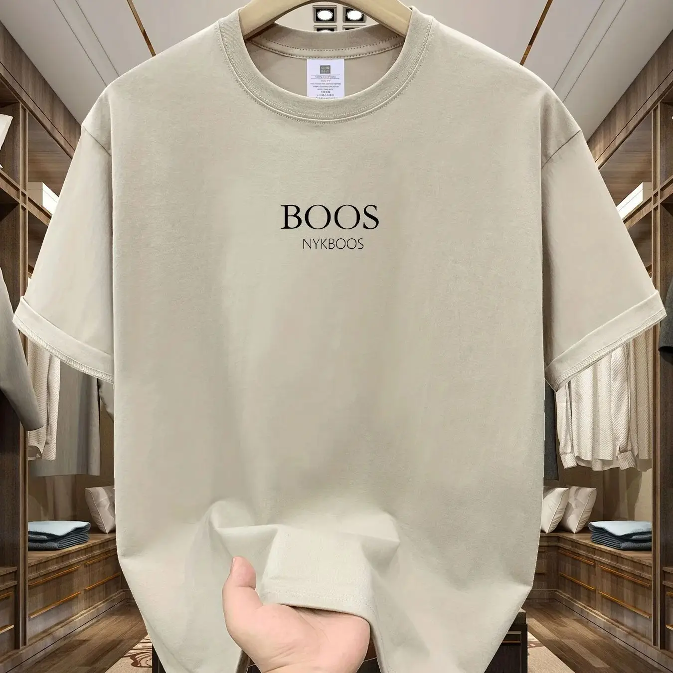 Yaz erkek %100 Pamuk Rahat Gevşek Artı Boyutu Boos Desen Baskılı Spor Rahat Yuvarlak Yaka Kısa Kollu Tişört Üst