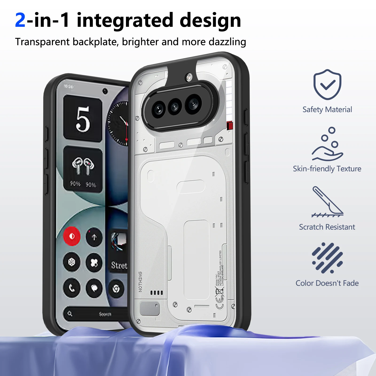Shockproof Silicone Plating Bumper Case with Clear Back Cover and Hard Matte Finish