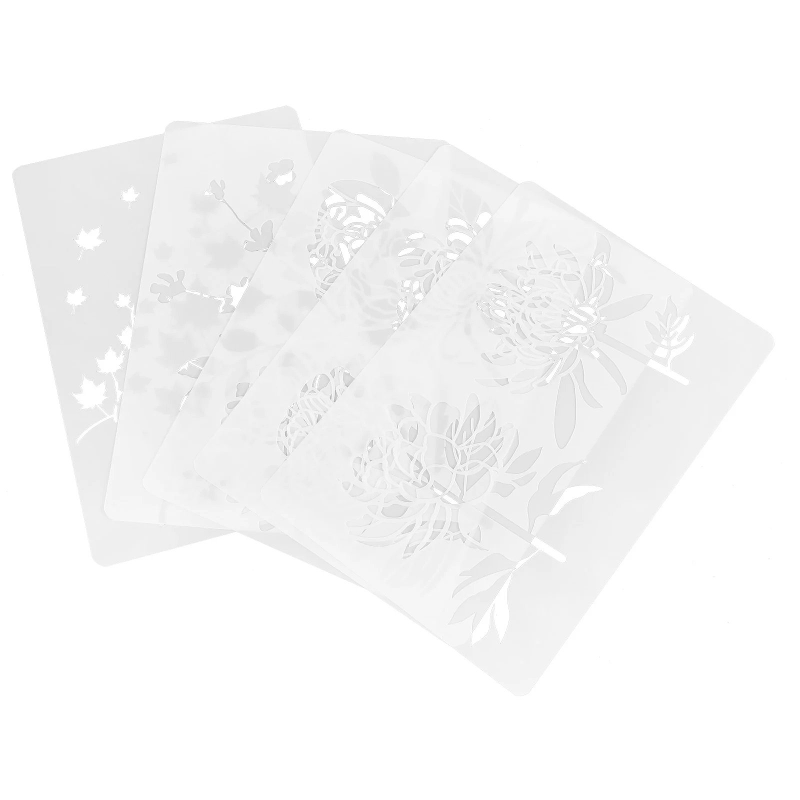 

5pcs Wildflower Painting Stencils Reusable Plastic Stencils Painting Templates