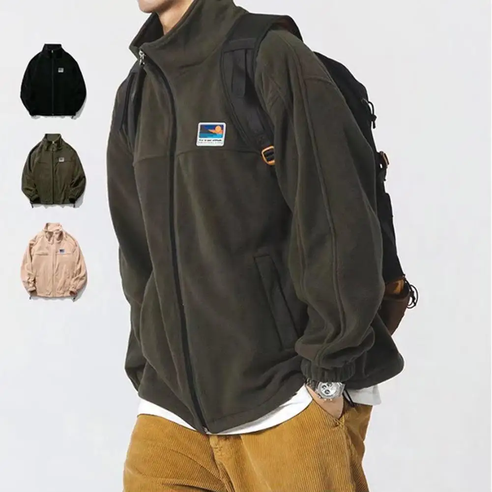 Men Winter Jacket Stylish Retro Lambswool Coat Warm Zipper Placket Loose Fit Outwear for Men Women for Fall Winter Fashion Men