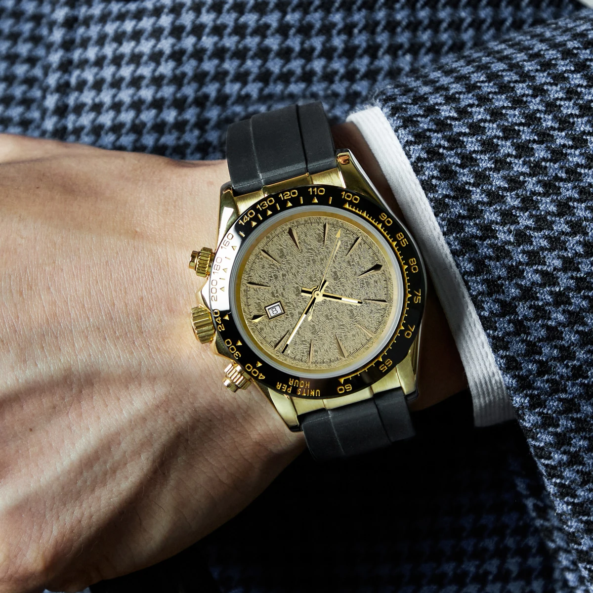 Elegant 35mm DIY Mechanical Single Calendar Watch Face with 3D Nail Details