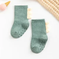 2Pairs Lovely Cute Cartoon Dinosaur Kids Baby Socks Girl Boy Non-slip Floor Socks Animal Infant Soft Cotton Thick Warm Leg Socks 6