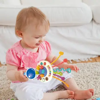 Baby Sensory Toys Montessori Food Grade Silicone Pull String Activity Toy Montessori Pull String Toy For Motor Skills Tactile 2