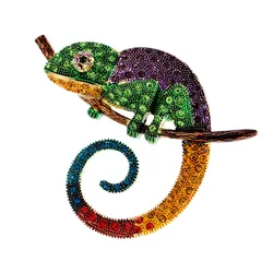 CINDY XIANG Large Lizard Chameleon Brooch Animal Coat Pin Rhinestone Fashion Jewelry Enamel Accessories Ornaments 3 Colors Pick