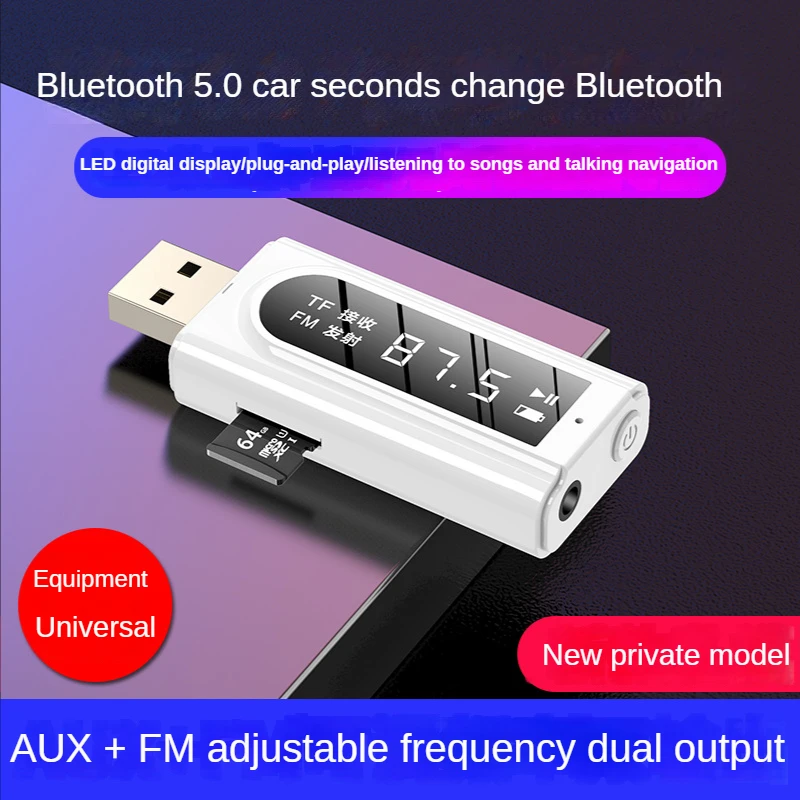 

USB Car FM Bluetooth Receiver MP3 Play Aux Audio Dual Output Stereo Transmitter Adapter Bluetooth 5.0 Audio Receivers Boombox