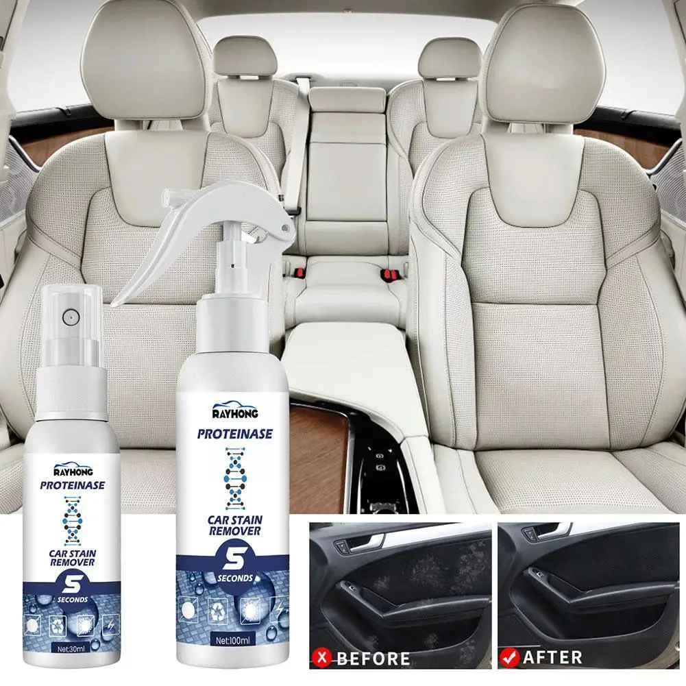 

Car Stain Remover Car Interior Ceiling Cleaner Fabric Car Cleaner Flannel Leather Seat Stain Cleaner Car Remover U4Z9