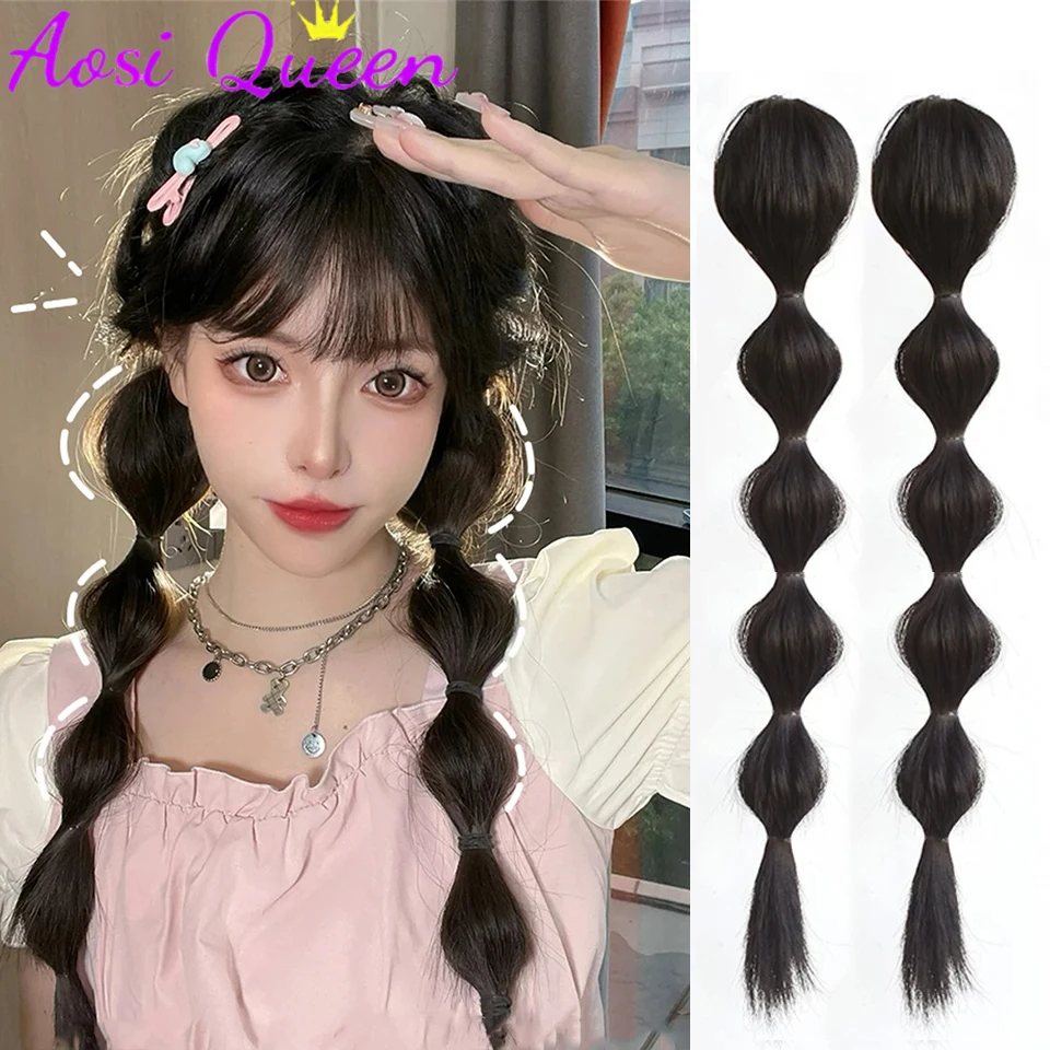 Synthetic hair fiber heat-resistant ring ponytail bubble ponytail wig clip-on hair extension wig