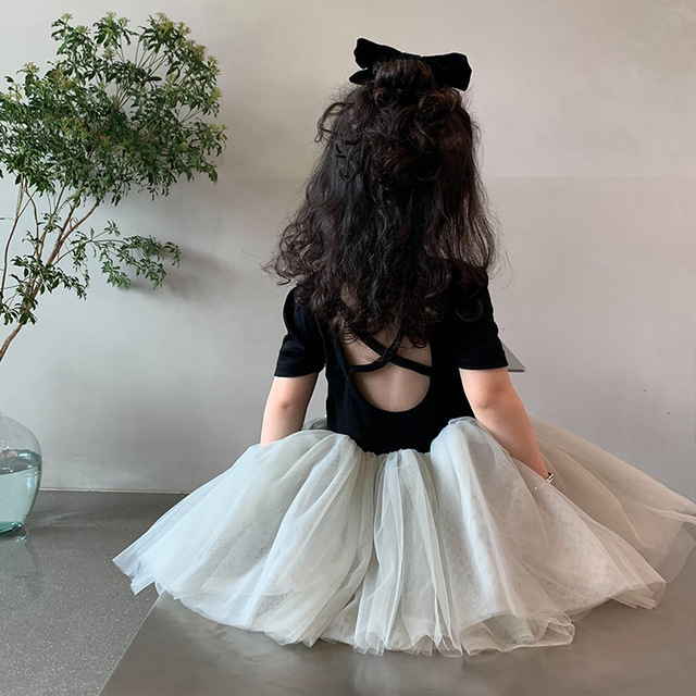 Summer New Children Clothes Baby Girls Short Sleeve Lace Princess Ballet Dress