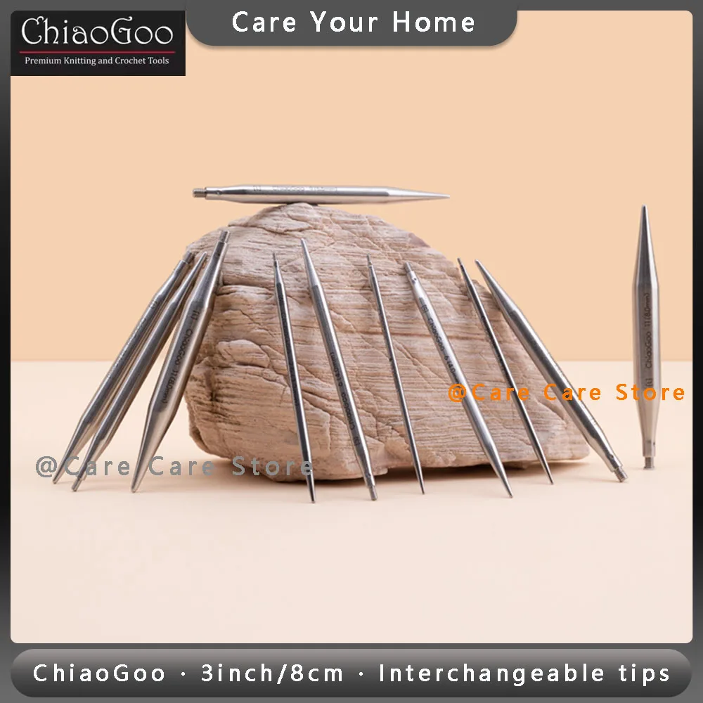 1 쌍 3 인치/8cm ChiaoGoo 트위스트 레이스 팁 프리미엄 스테인레스 스틸..