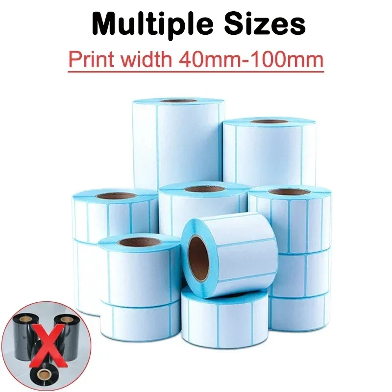 자체 접착 스티커 배송 열 라벨 바코드, 탄소 밴드 불필요, 1 롤 너비, 40mm, 50mm, 60mm, 70mm, 80mm, 90mm, 100mm