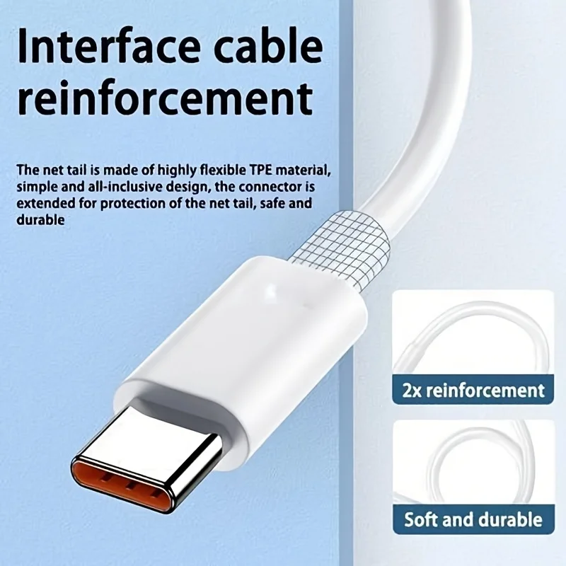 66W High-Speed Type-C Charging Cable - 6A Power Transfer - Safe & Durable for Multiple Devices