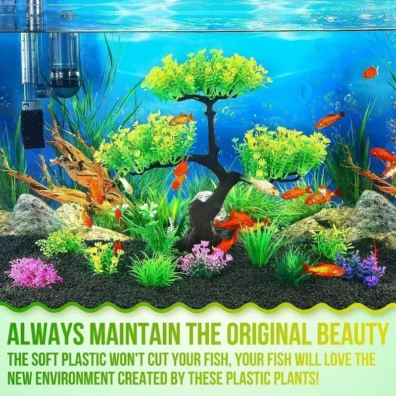 1Set Aquarium Artificial Plastic Plants Decorations for Fish Tank