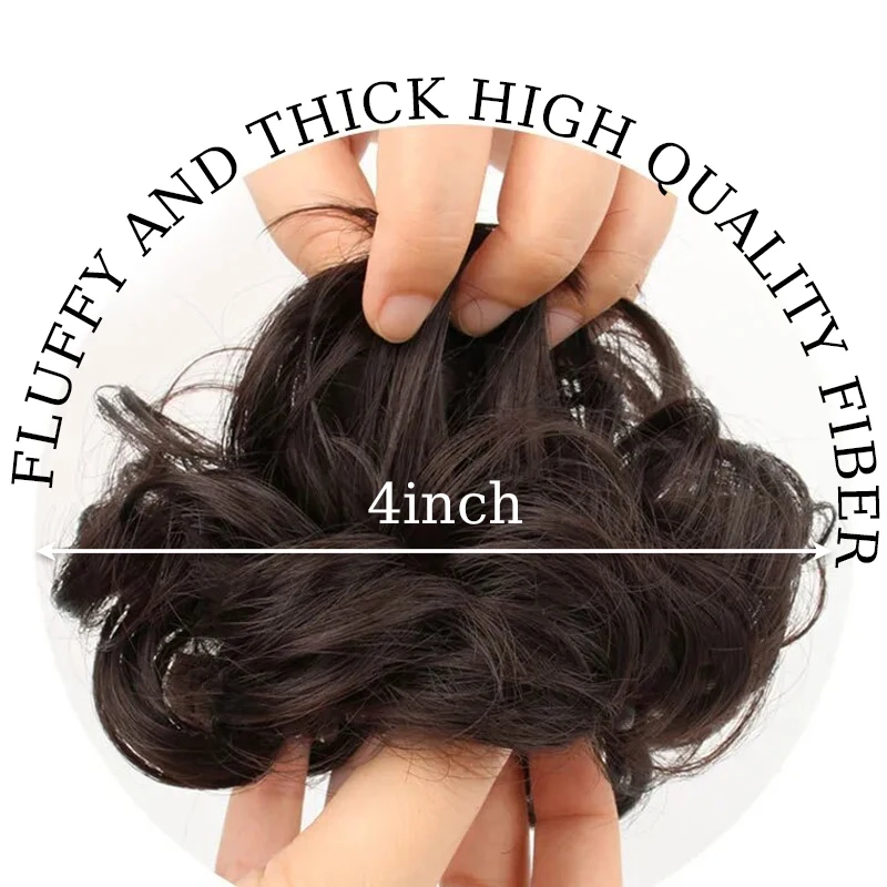 Synthetic Messy Hair Bun Extensions Wig Black Brown Claw Clip Bun Hairpiece Wavy Updo Hair for Women Daily Party Use Hair Clips