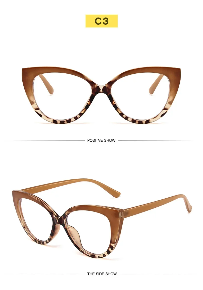 New Design Comfortable Spliced Colors Cat Eye Shape Anti Blue Light Blocking Computer Optical TR90 Frame Glasses Eyewear 3