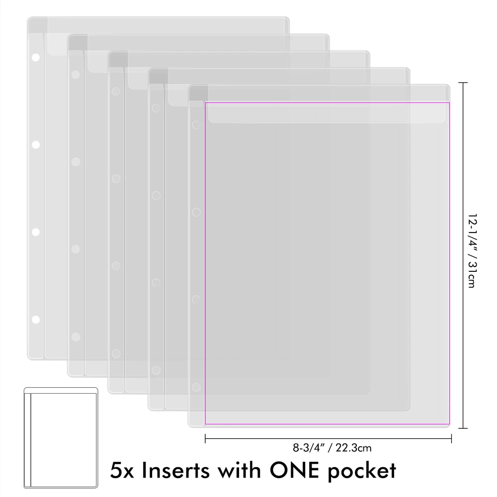 BAOFALI Lot De 10 Pochettes En Plastique De Format A6, 6 Trous étanches En PVC, Pochettes Pour Feuilles Mobiles, Planificateurs, Photos, Documents, Timbres Et Matrices De Découpe