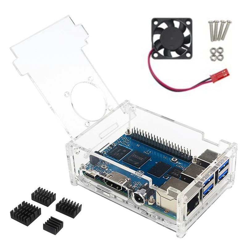 

For Banana PI BPI M5 Development Board+Case+Fan+Heat Sink 4GB LPDDR4+16G EMMC S905X3 Run Android 9.0 And Linux