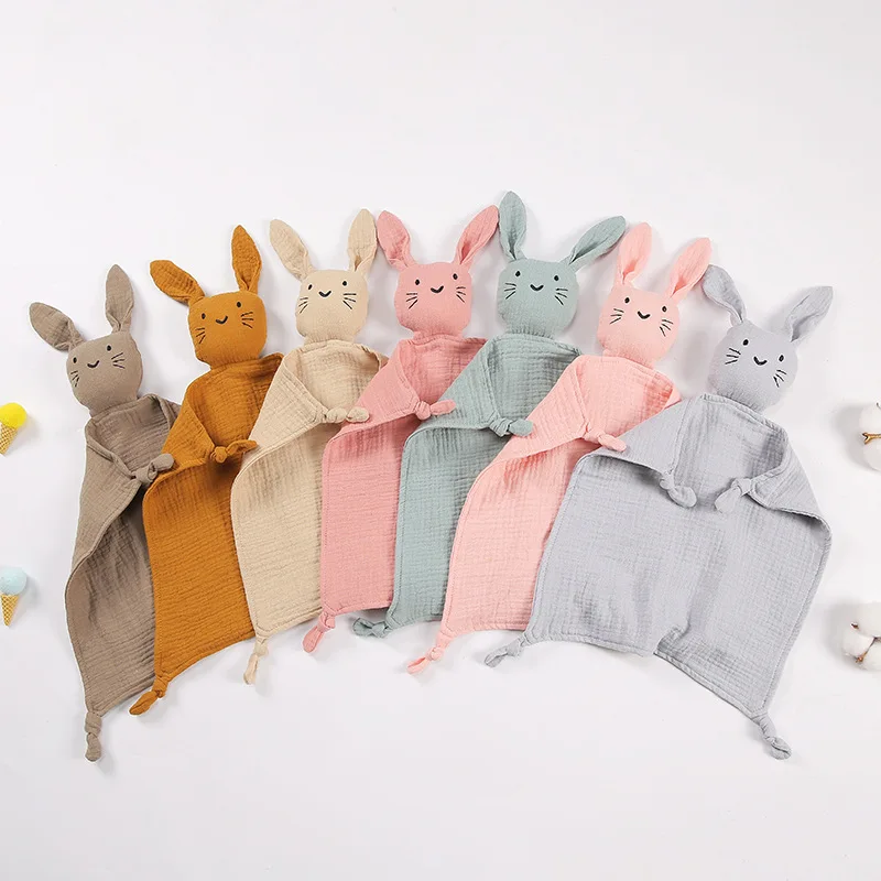 

Muslin Security Blanket New Born Soothe Appease Towel 100% Organic Cotton Cat Bunny Rabbit Toy Ins Baby Comforter Lovely