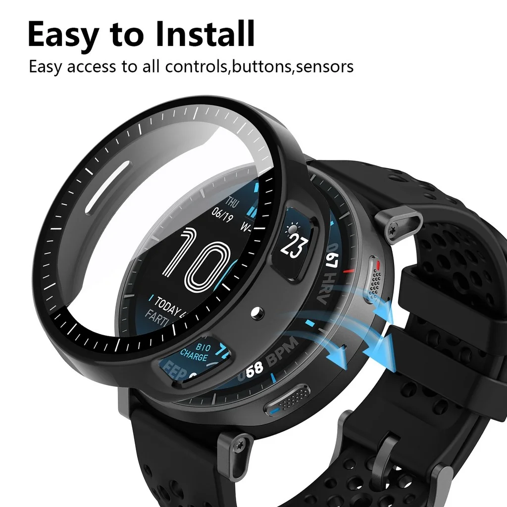 Tempered Glass Protective Case for Smartwatches - Full Coverage Screen Protector