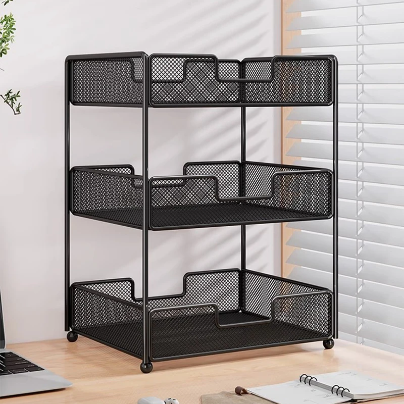 Desktop Organizer Office File Storage Shelf Multi-Layer A4 Metal Document Holder Iron Bookstand Home or Office Furniture FYMR