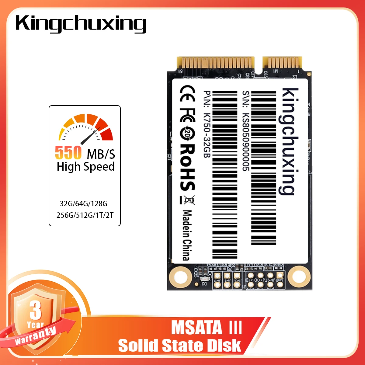 Kingchuxing SSD MSATA SATA 64GB 128GB 256GB 512GB Internal Solid State ...
