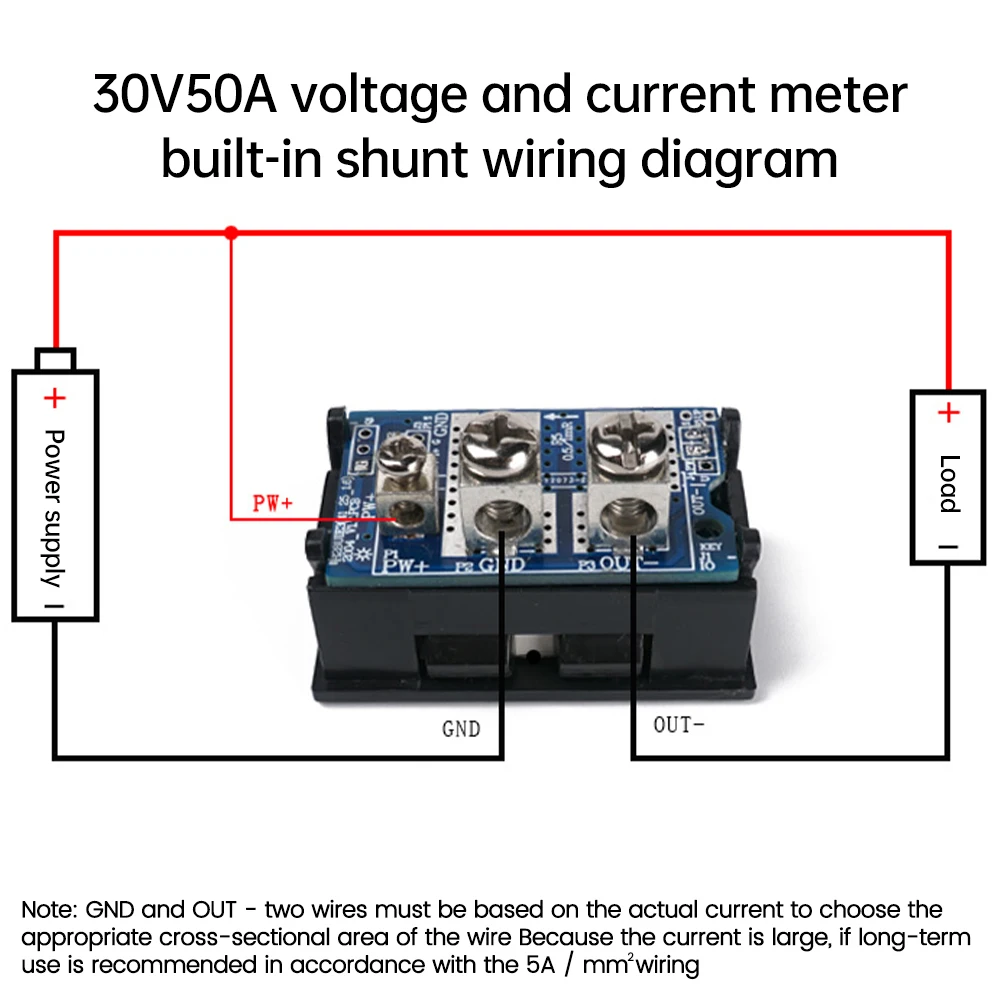 DC4.5-30V 30A 50A 미니 디지털 전압계 전류계 3 비트 0.28 듀얼 LED 전압 전류 측정기 전압 검출기 테스터 내장 션트