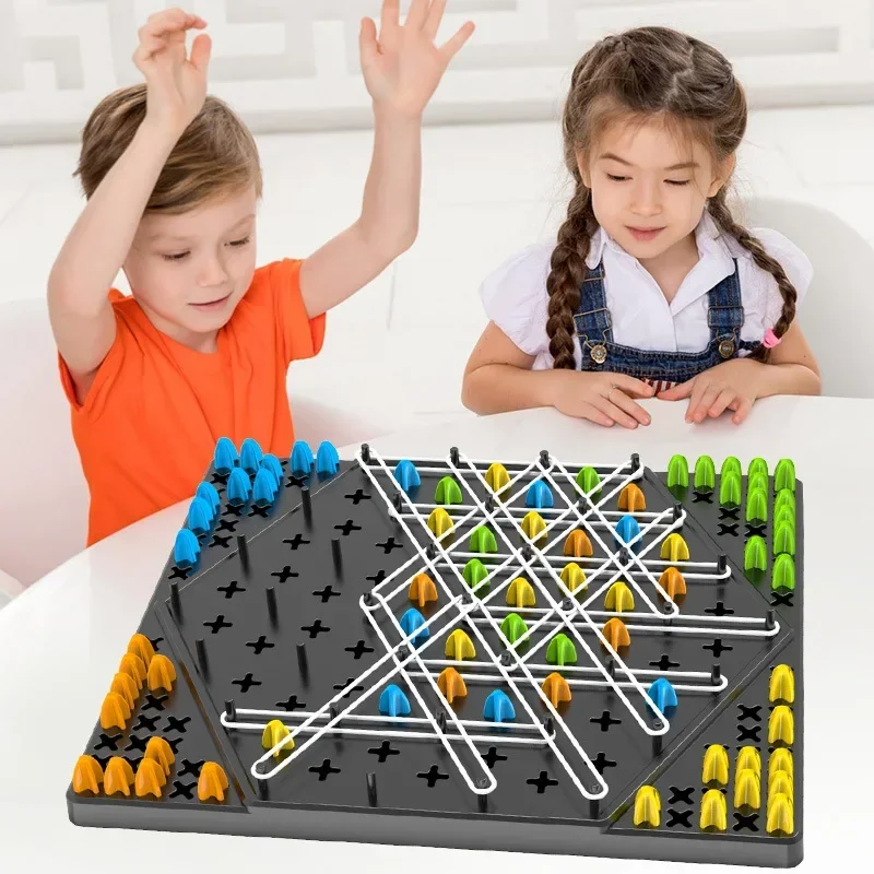 Kids New Geometry Chain Chess Puzzle Triangle Chess Desktop Board Strategy Game Training Family Interaction Thinking Toys Gifts