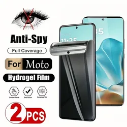 2 - Piece Privacy Hydrogel Screen Protector Film Without Fingerprint Unlocking - Privacy Hydrogel (Moto G15 Power)