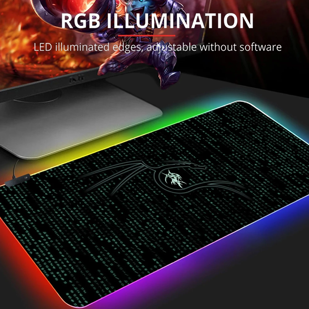 

Large RGB Mouse Pad Kali Linux Keyboard Mat Desk Durable Desktop Mousepad Rubber Gaming Decoracion Gamer PC Computer Mausepad