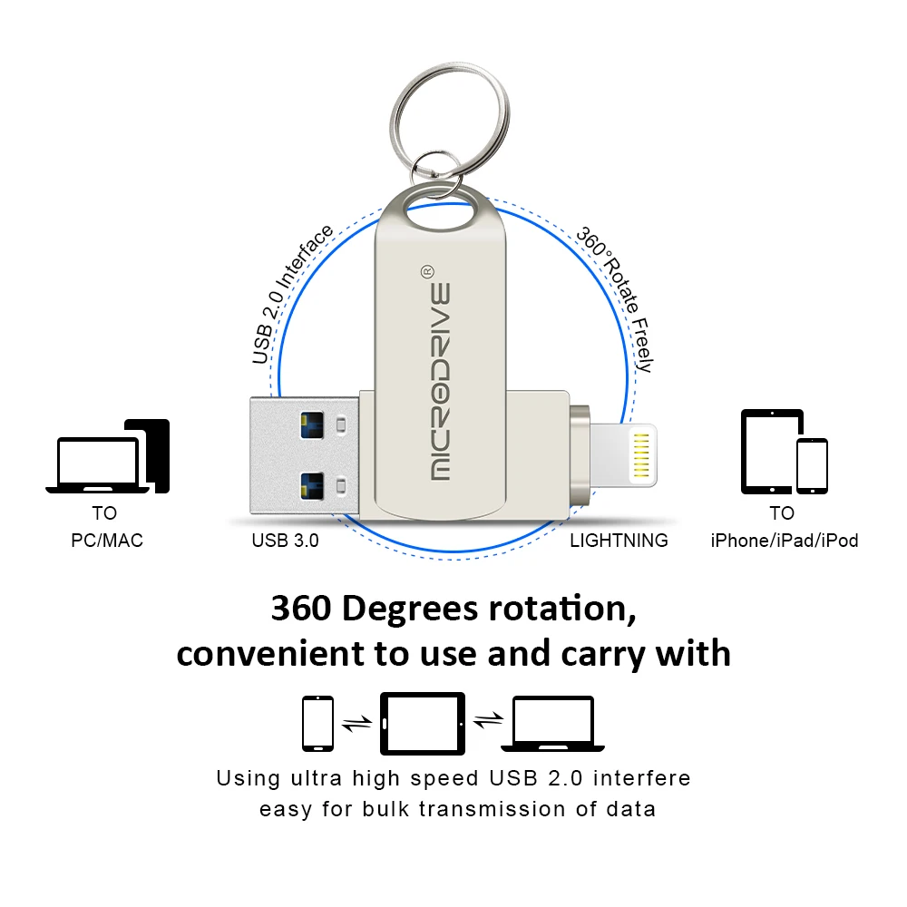 Metal USB3.0 Flash Drive 128GB OTG Pen Drive 8GB 16GB 32GB 64GB USB 3.0 Flash Disk for iPhone 12 Pro/12/11/XR USB Memory Stick 4gb usb stick