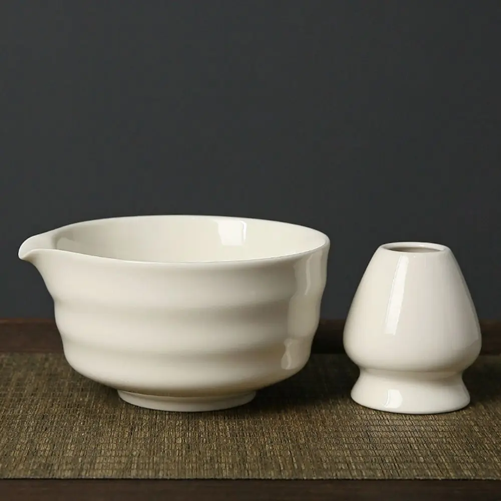 5pcs Traditional Bamboo Ceramic Japanese Matcha Tea Set with Spout Reusable Matcha Whisk Set Food Grade Safe Match Bowl Stirring