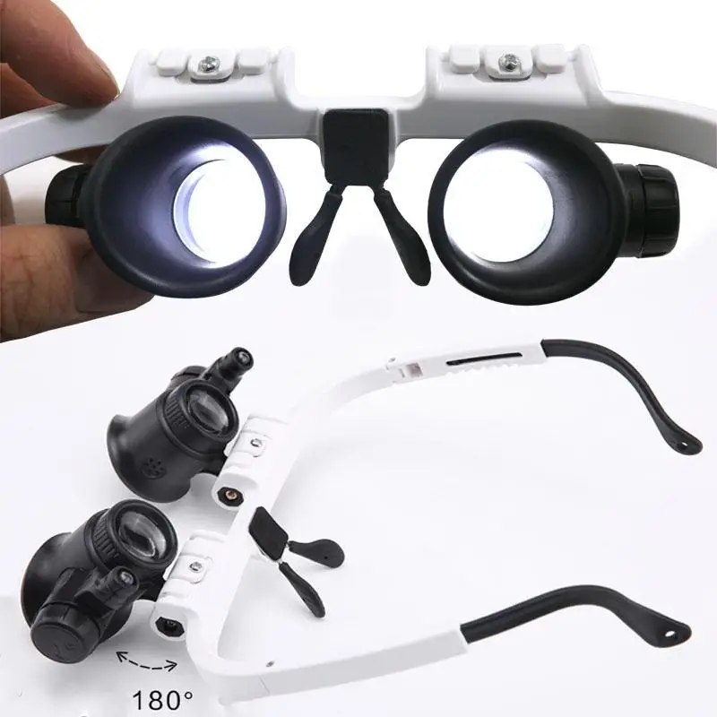 

8x 15x 23x Magnifying Glass 2 Lens Loupe with LED Light Headband Professional Magnifier Glass for Jeweler Loupe Craft Reading