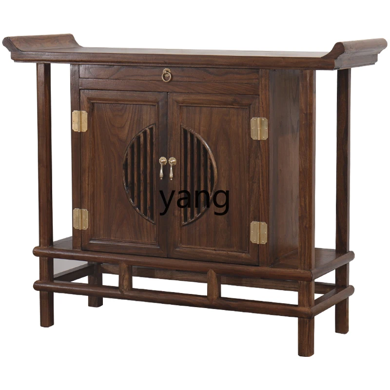 

Yjq Household Altar Solid Wood God of Wealth with Door Clothes Closet Worship Table Incense Burner Table Buddha Shrine