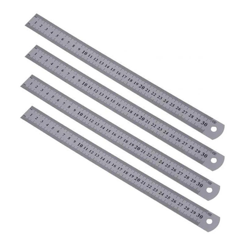 

4X Stainless Steel Ruler Measure Metric Function 30Cm 12Inch Promotion