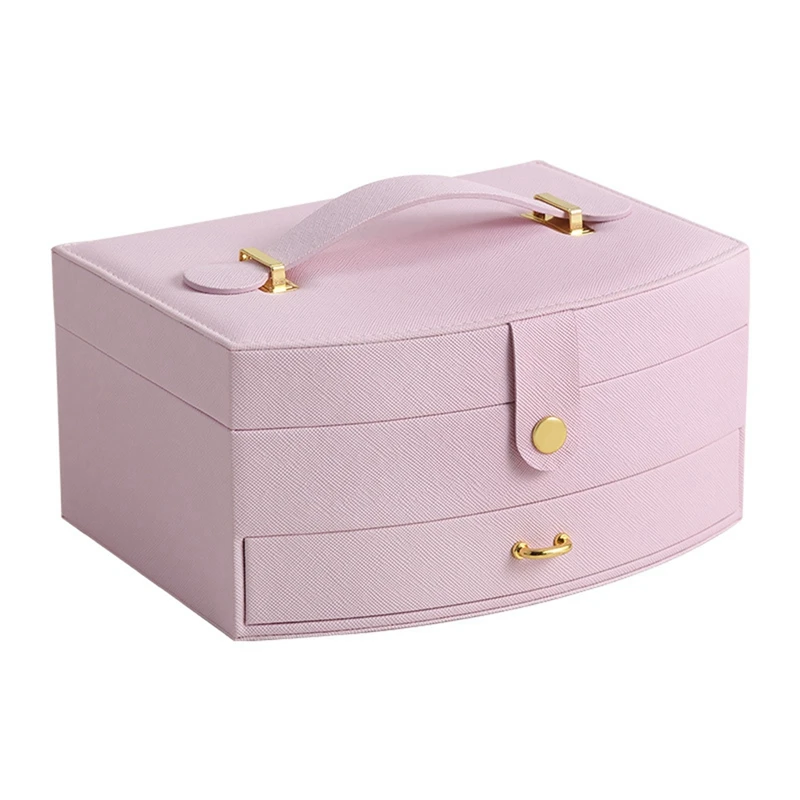 

Jewelry Box With 2 Layers PU Leather Jewelry Storage Organizer Portable Leather Jewelry Box For Storing Watch,Earring