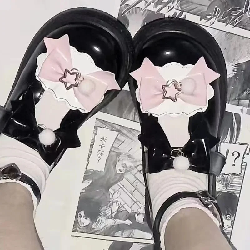 Cosplay Shoes Halloween Cosplay Sweet Tea Party Yellow Duck Shoes Cos Girl Cream Bubbles Bow Kawaii Shoes Lolita Girls High Heel LoliShoes
