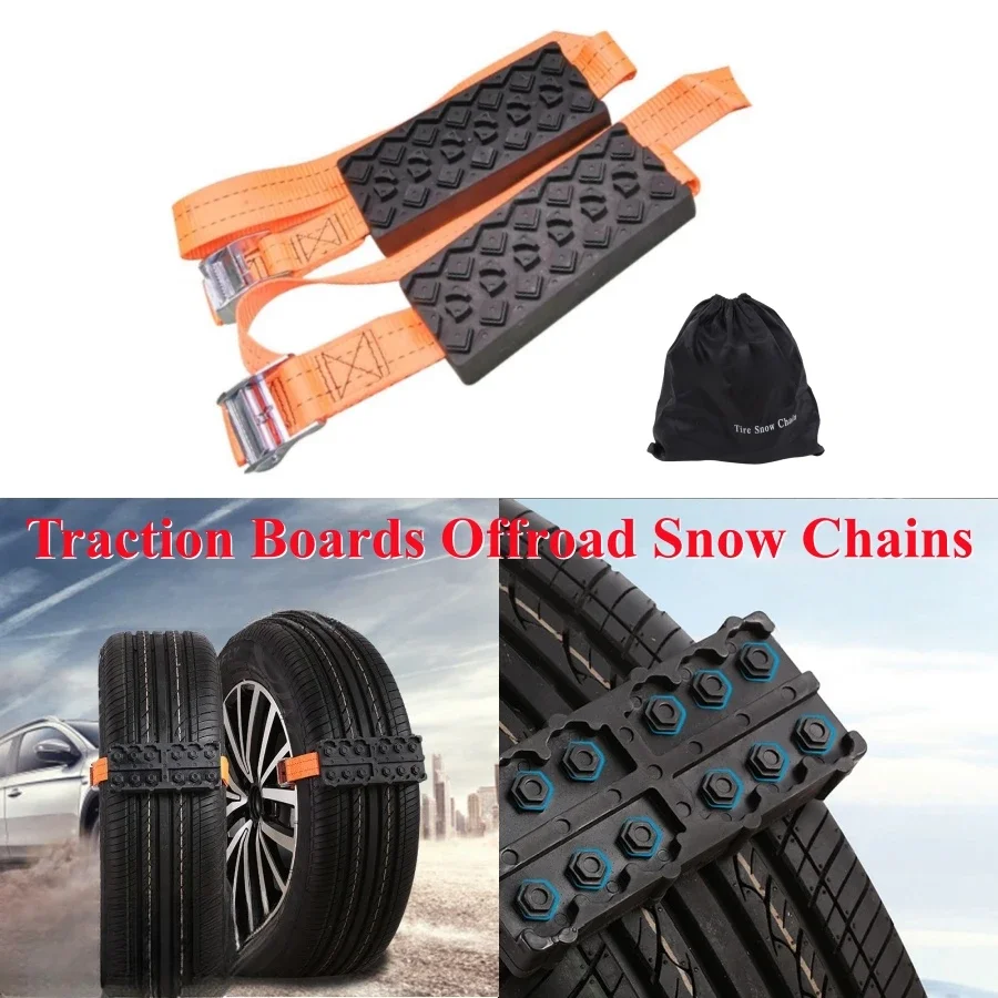 2PCS Traction Boards Offroad Snow Chains for Car SUV Replaces Recovery Boards Tire Chain for Stuck Tires in Ice Mud Sand Snow