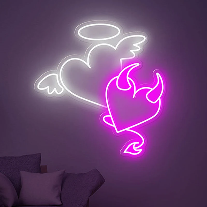 

Custom Neon Lights Angel In Love Heart Neon Sign Bedroom Wedding Decor Home Wall Neon Acrylic Artwork Flex Led Bridal Shower