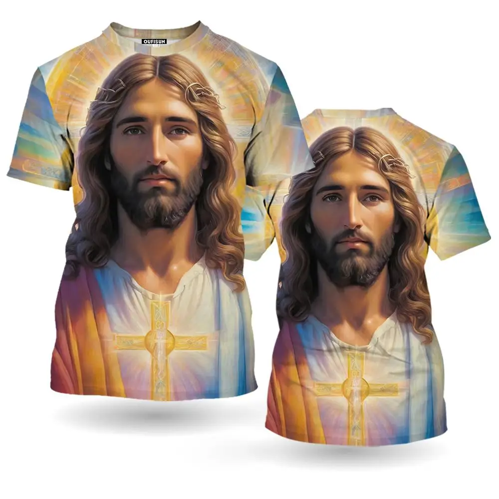 

Jesus Christ Fashion Print T-shirts For Men Summer Casual Loose Short Sleeve Tee Shirts Harajuku Streetwear Oversized Tops 6XL