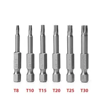 

6pcs Anti Slip Magnetic Screwdriver Bits 1/4" Hex Shank T8 T10 T15 T20 T25 T30 S2 Alloy Steel Electric Screwdriver Bits