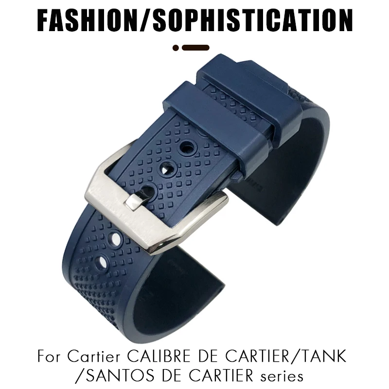20mm 21mm Rubber Silicone Watchband 22mm 23mm 24mm Fit for Cartier