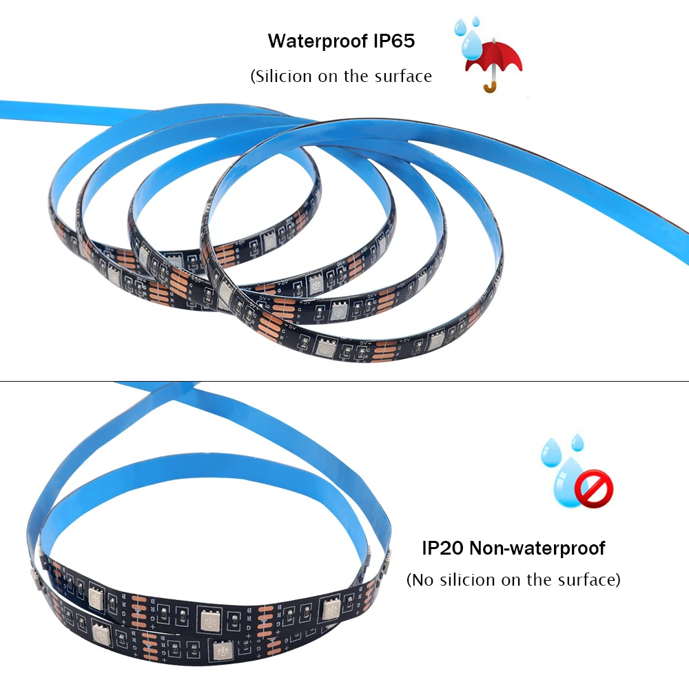 DC 5V RGB LED 스트립 라이트 3AA 배터리 전원 5050 3 17 24 키 리모컨 플렉시블 테이프 30 LED 0.5m 1m 2m 3m 4m 5m