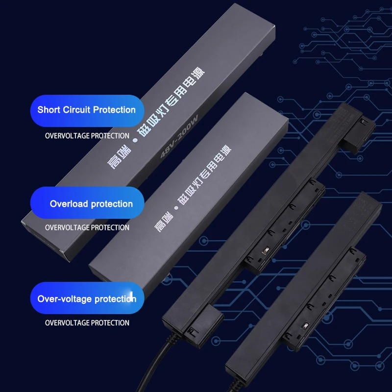 LED 마그네틱 램프 전원 공급 장치, 트랙 라이트 레일 유형, 저전압 가변 전압 스위칭, DC 48V 출력, 100W, 200W