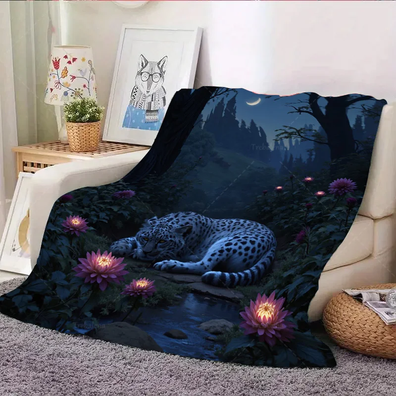 Enchanted Moonlit Forest Flannel Blanket