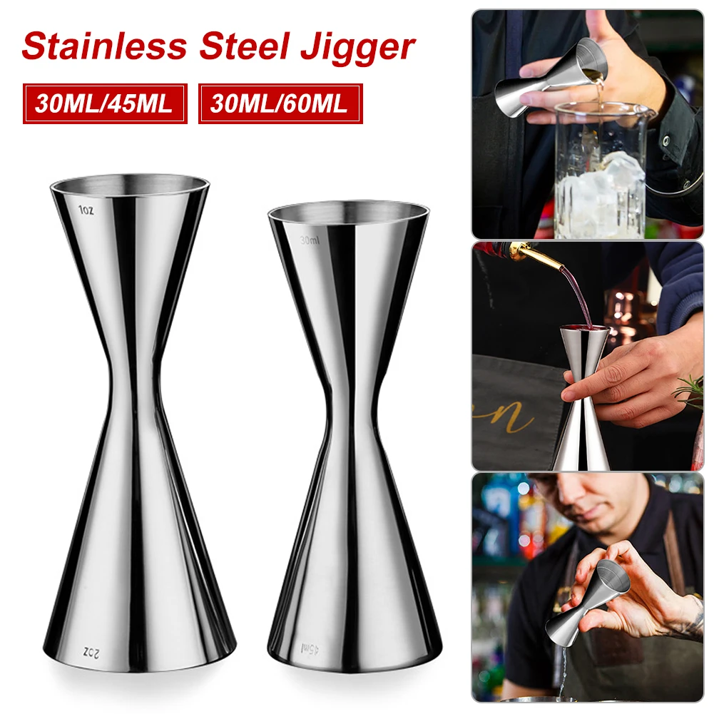 

Double Jigger for Bartender, Stainless Steel Measure Cup, Cocktail Drink, Wine Shaker, Bar Accessories,30-45/30-60ml, 1 oz, 2oz