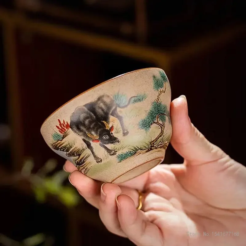 Year of the Rabbit Cartoon Zodiac Tea Cup 12 Different Animal Patterns, Ceramic, Household Room Office Supplies, Single Cup, 1Pc