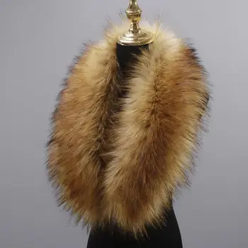 New 80cm Large Faux Fur Collar Detachable Keep Warm Fur Gray Collar Coat Scarves Winter Plush Fake Fur 1