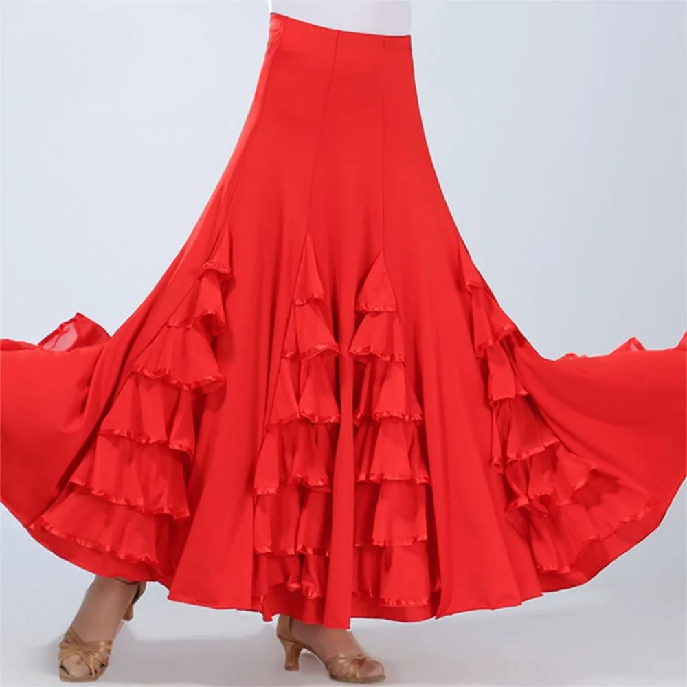 

Платье Фламенко, танцевальная Цыганская юбка для испанского танца, Женская бальная комната, классическое соревнование, многослойная большая танцевальная сцена